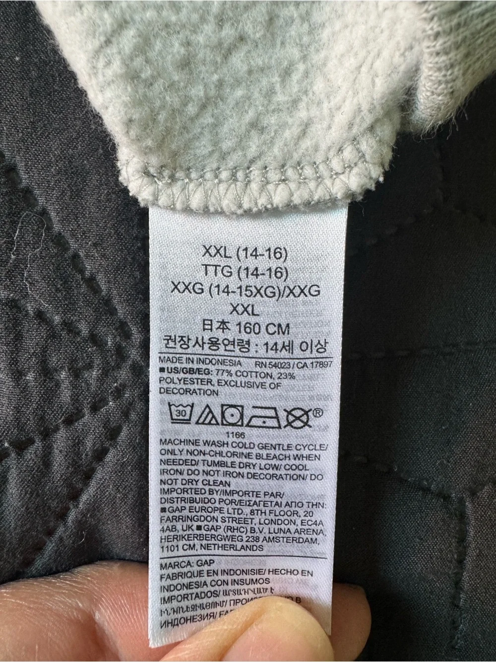 GAP Heather Gray Hoodie with Navy Lettering